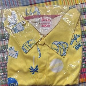 Barbie & Chicago Sky Yellow Hawaiian Shirt with Blue Accents